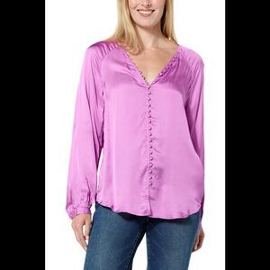 La Joie Essential Button Front Blouse Violet - Regular